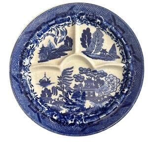 Vintage Blue Willow Occupied Japan Grill Plate Crazing